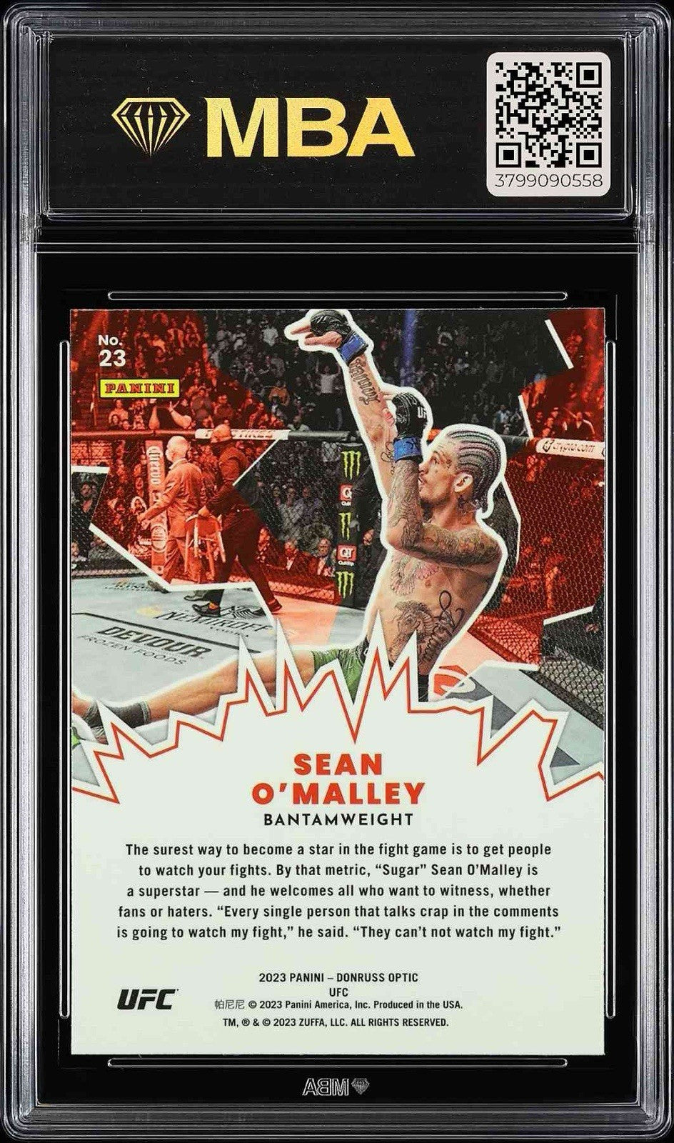 ⚠️2023 Panini Donruss Optic UFC My House Sean O'Malley #23~MBA GRADE 9!💨