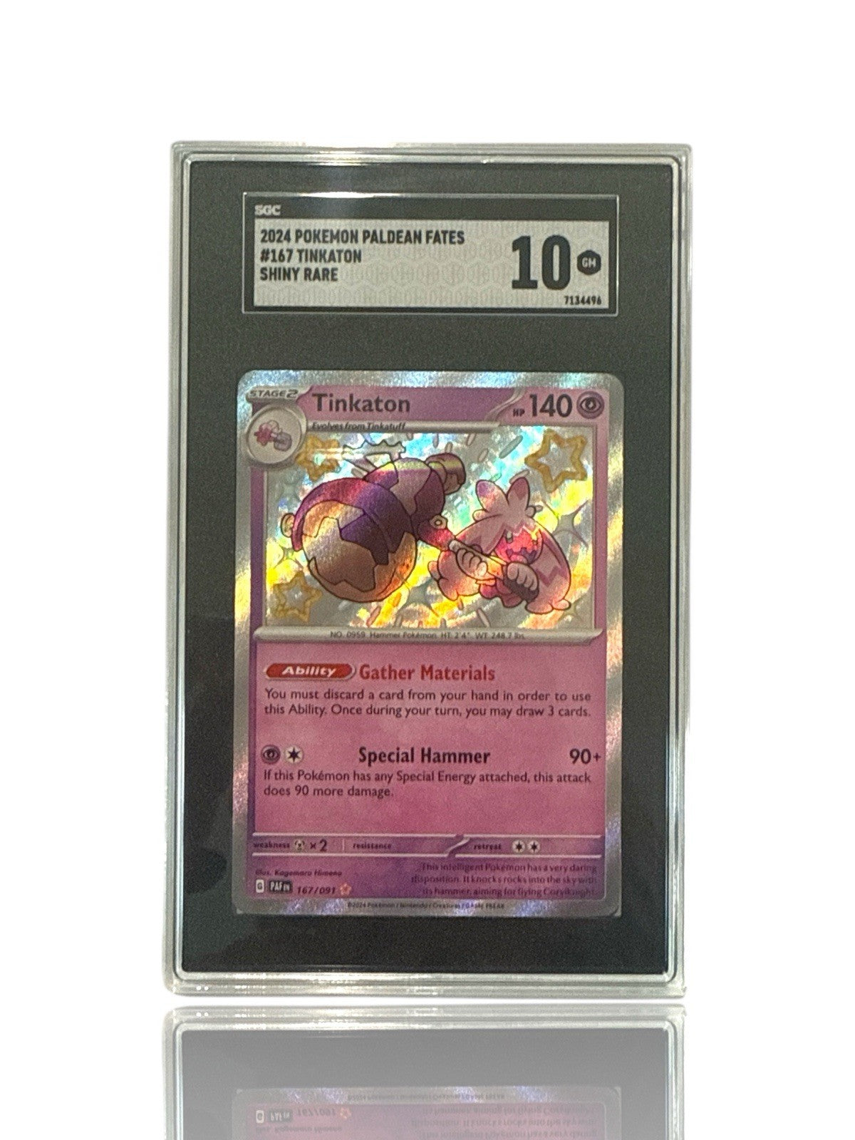 ‼️Pokemon Tinkaton 167/091: Paldean Fates BABY SHINY GRADE 10! SAME DAY SHIP!💨