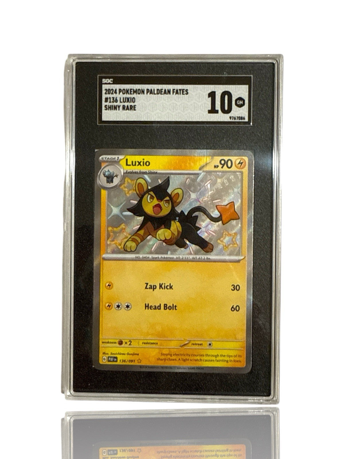 ‼️Luxio 136/091: Paldean Fates Holo BABY SHINY HOLO GRADE 10! SAME DAY SHIP!💨