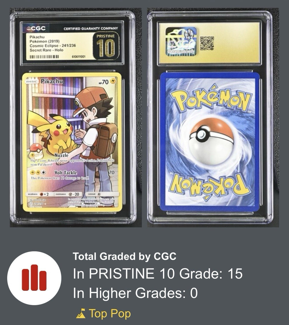 ❤️Pikachu Secret #241~Cosmic Eclipse GRADE 10 PRISTINE GOLD LABEL TOP POP!💨