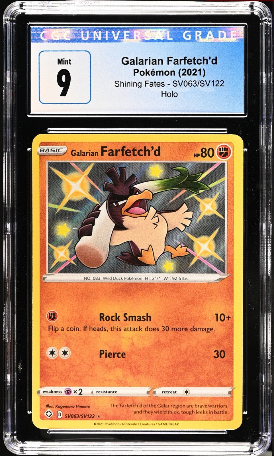 ‼️Galarian Farfetch'd SV063/SV122 Shining Fates: Shiny Vault Holo GRADE 9!💨