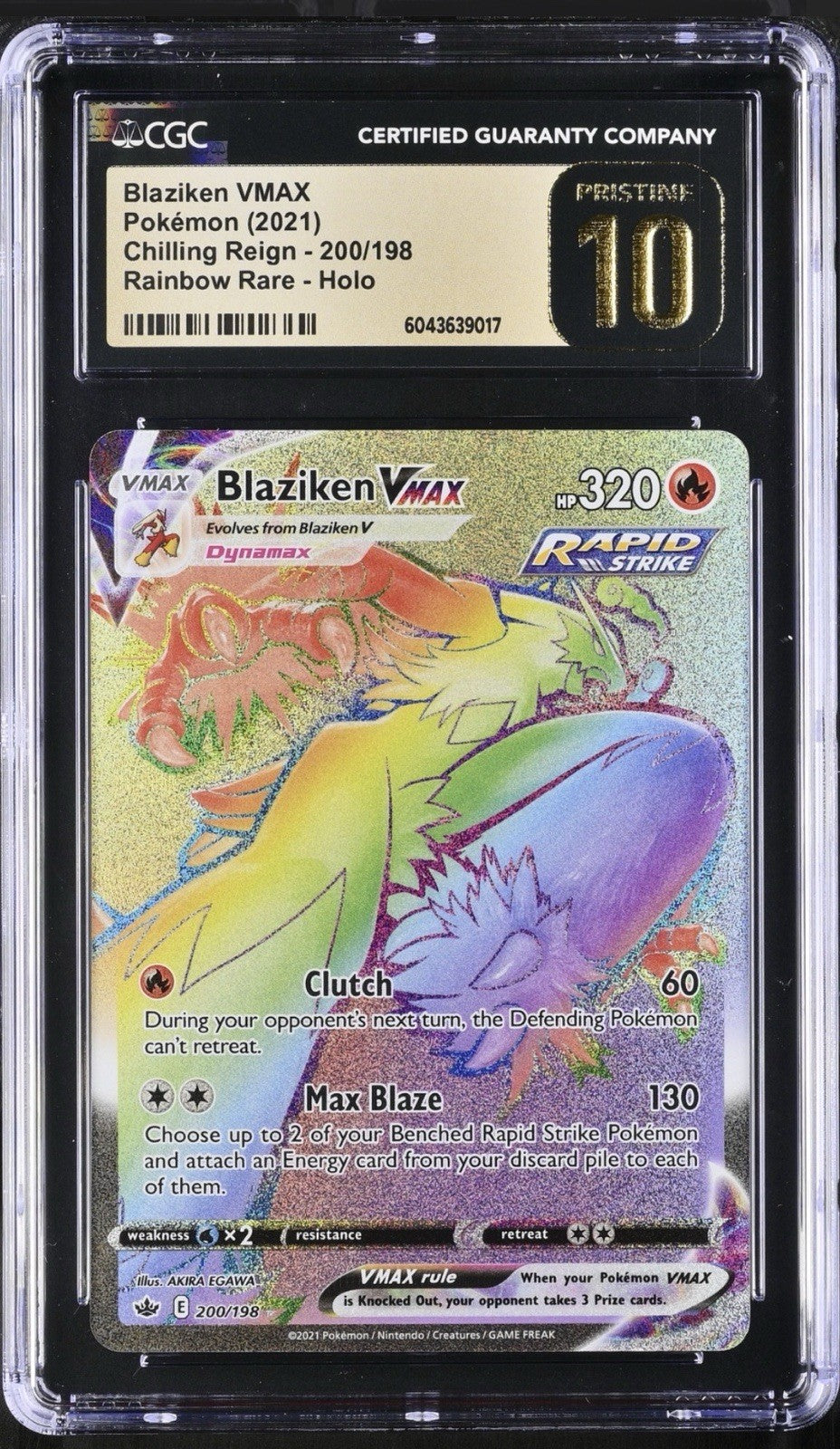 🔥Pokemon Blaziken VMAX #200 Chilling Reign Holo GRADE 10 PRISTINE GOLD LABEL!💨
