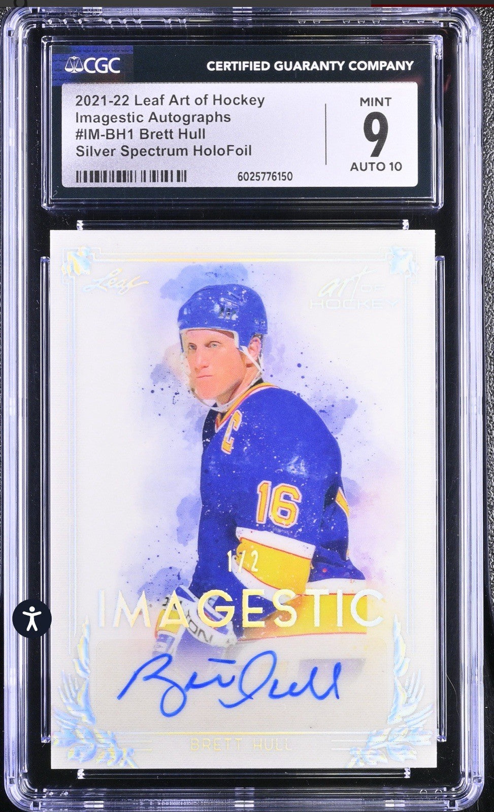 ‼️2021-22 Leaf Art of Hockey Imagestic Autographs #IM-BH1 Brett Hull GRADE 9💨