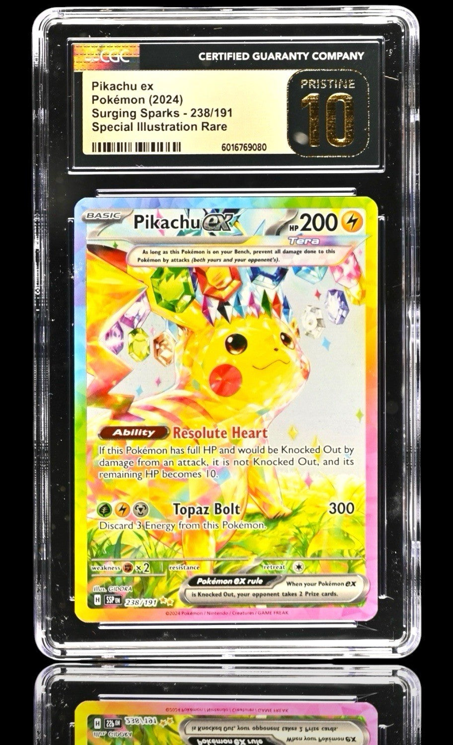 ⚡️ Pikachu ex #238 Surging Sparks SIR GRADE 10 PRISTINE GOLD LABEL TOP POP!💨