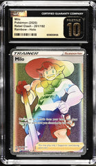 ‼️ Pokemon Milo Secret 201/192 Rebel Clash Holo GRADE 10 PRISTINE GOLD LABEL!💨
