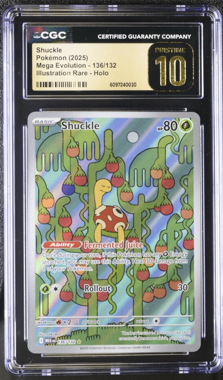 ‼️Shuckle 136/132: Mega Evolution Holo GRADE 10 PRISTINE GOLD LABEL TOP POP!💨