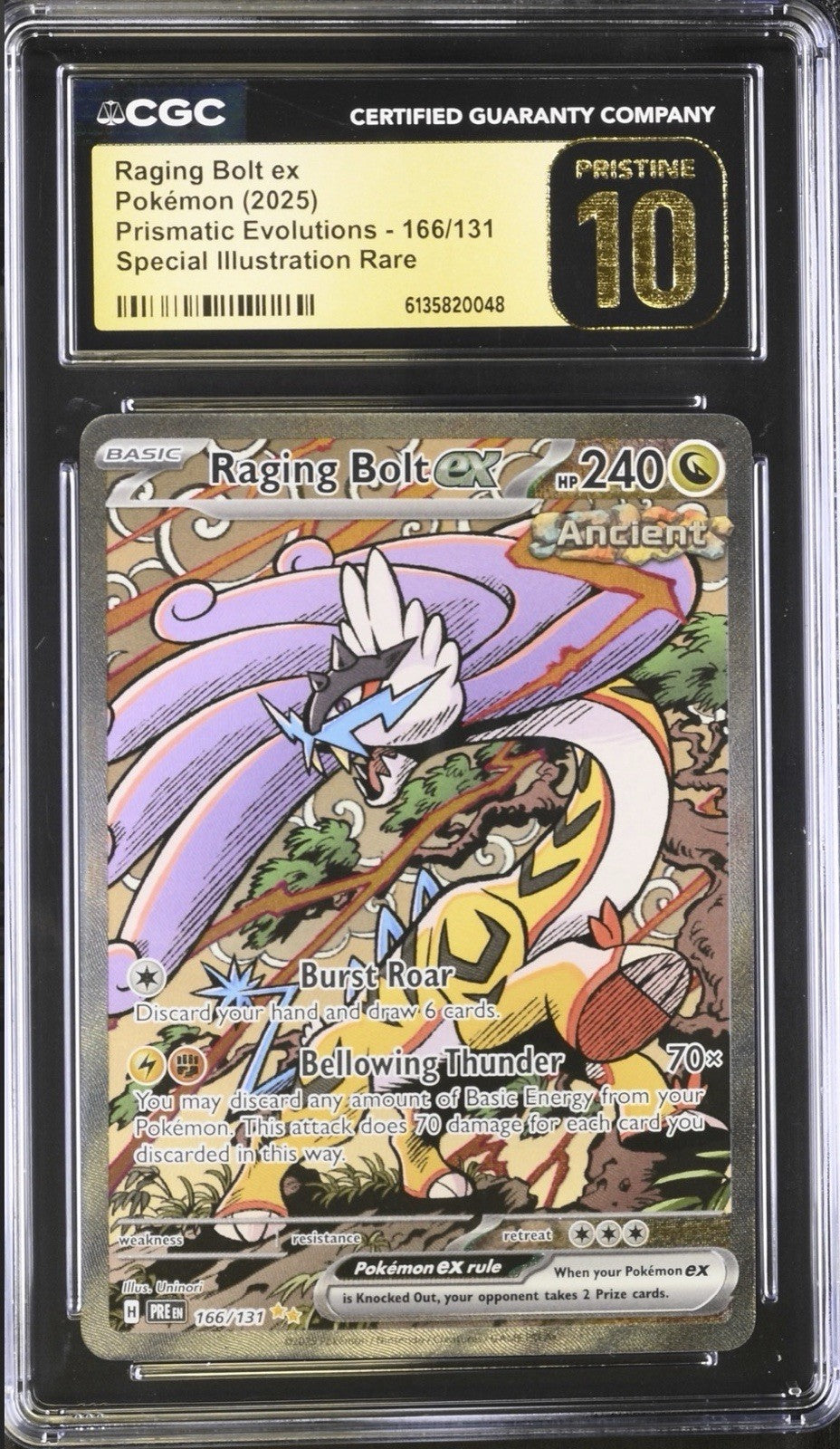 ⚡️ Raging Bolt ex #166 Prismatic GRADE 10 PRISTINE GOLD LABEL LOW TOP POP!💨