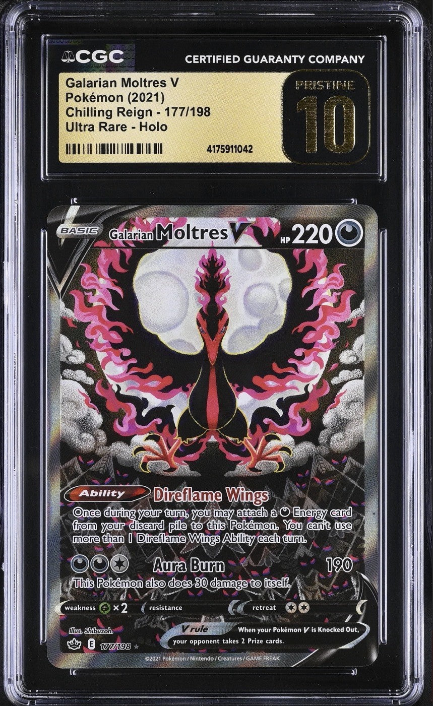 ⚠️ Galarian Moltres V #177 Pokemon Sword & Shield~PRISTINE 10 GOLD LABEL💨