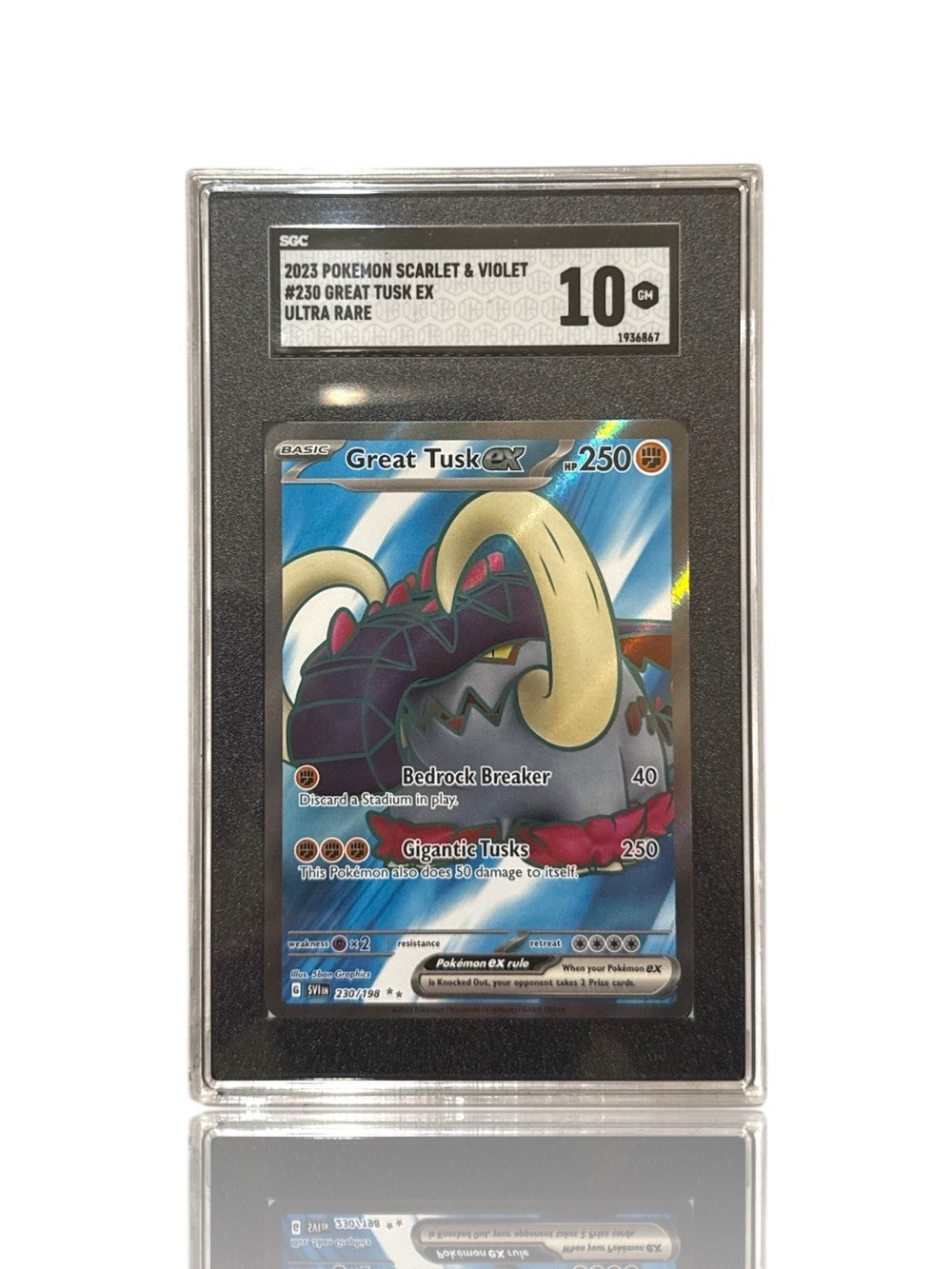 ‼️Pokemon Great Tusk ex 230: Scarlet & Violet Base Set Holo GRADE 10~FAST SHIP💨