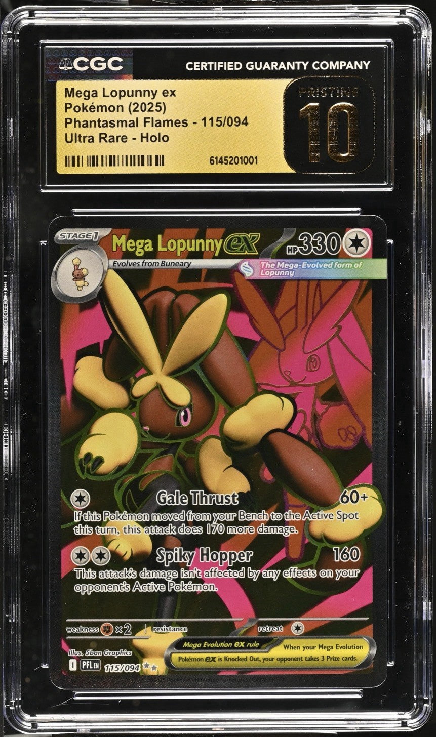 🐰 Mega Lopunny ex 115 Phantasmal Flames CGC 10 PRISTINE GOLD LABEL TOP POP!💨