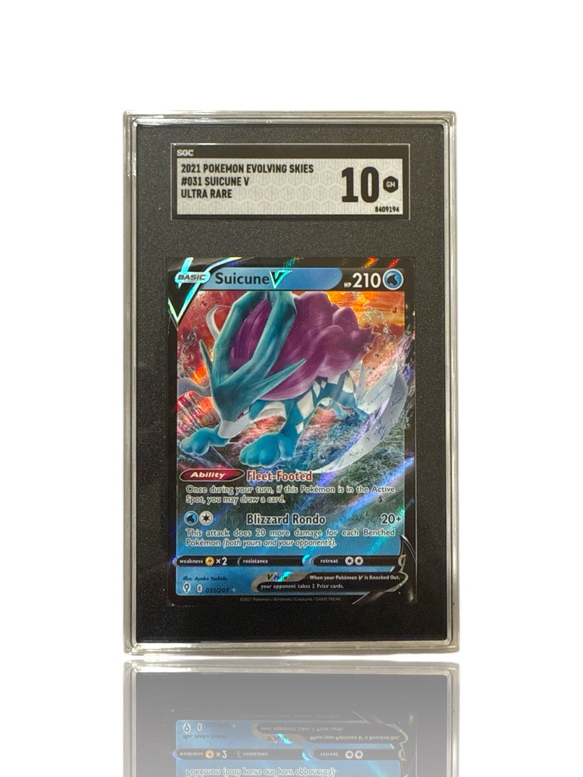 ‼️Pokemon Suicune V 031/203: Evolving Skies Holo GRADE 10~FAST SHIP~SHOOT OFFER!