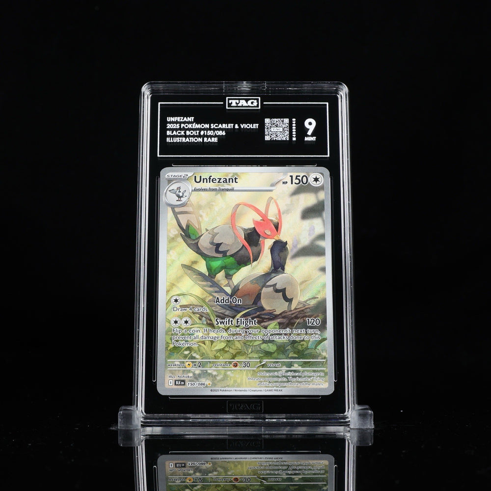 ‼️Pokemon Unfezant 150/086: Black Bolt Holo GRADE 9! FAST SHIPPING~SHOOT OFFER💨