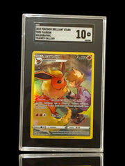 ‼️2022 POKEMON BRILLIANT STARS TG01 FLAREON HOLO TRAINER GALLERY~GRADE 10!💨
