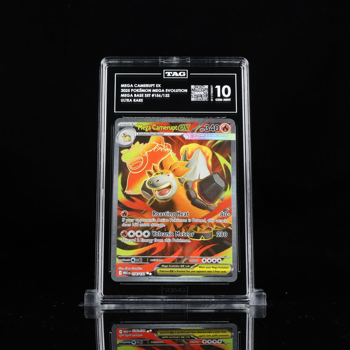 ‼️Pokemon Mega Camerupt ex 156/132: Mega Evolution GRADE 10! SAME DAY SHIP!💨