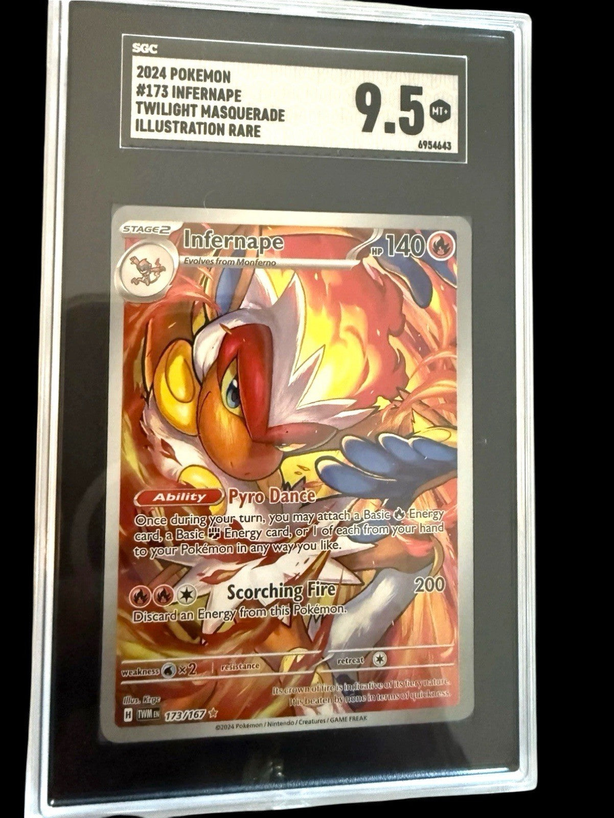 ‼️Infernape 173/167 Sv06: Twilight Masquerade Holo GRADE 9.5! CHEAP! FAST SHIP💨