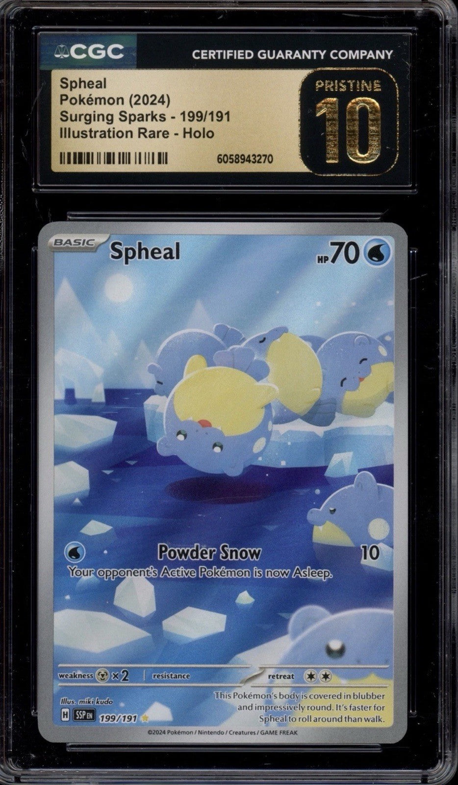 🌟Pokemon Spheal 199/191: Surging Sparks GRADE 10 PRISTINE GOLD LABEL!💨