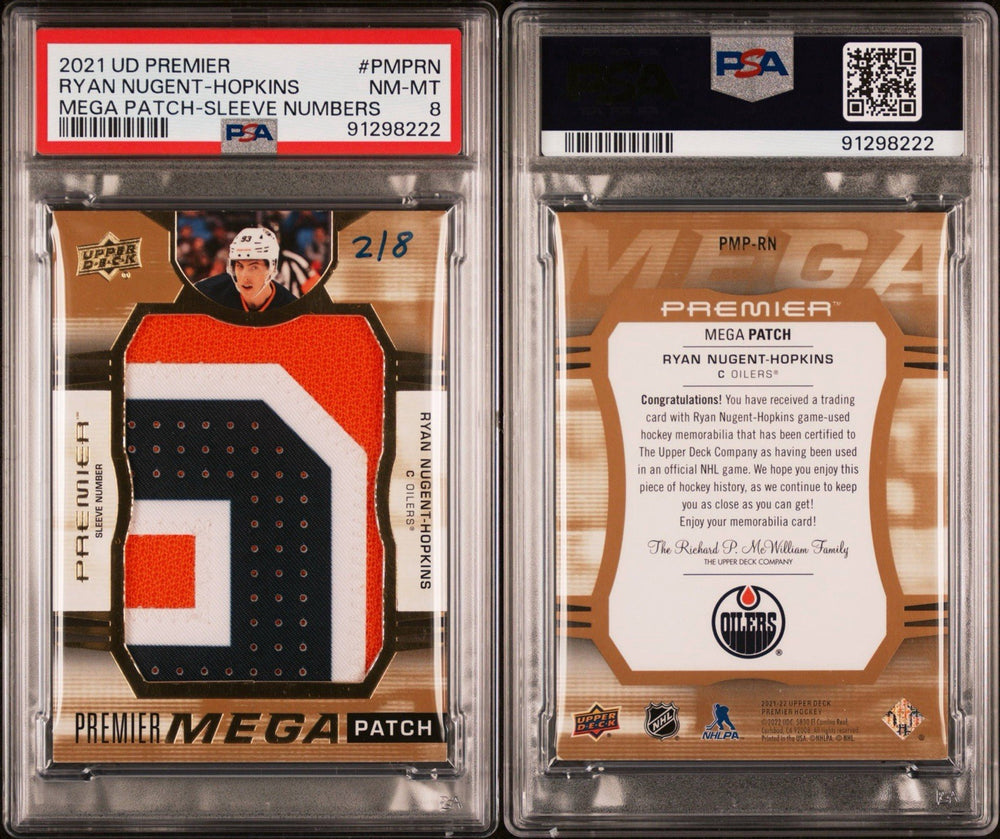 2021 UD PREMIER RYAN NUGENT-HOPKINS MEGA PATCH-SLEEVE NUMBERS PSA 8! POP 1 💥2/8