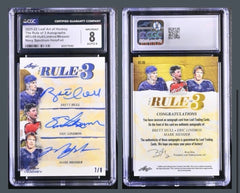 ‼️2021 Leaf Art of Hockey The Rule of 3 Auto #R3-09 Hull/Lindros/Messier GRADED