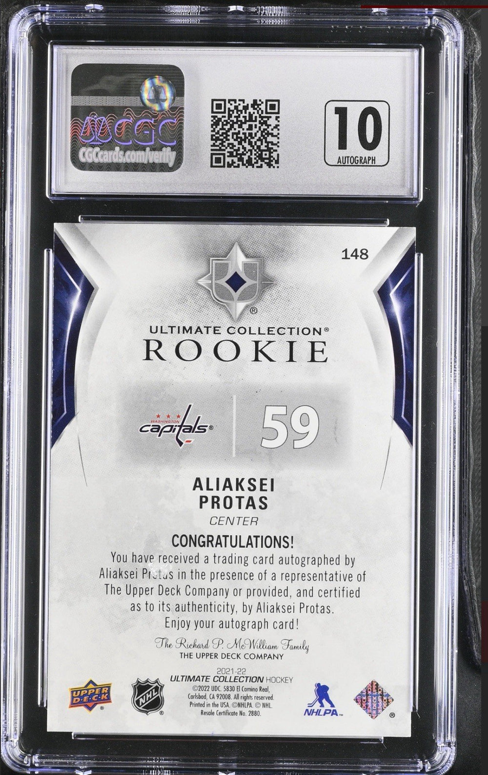 ‼️2021-22 UD Ultimate Collection Rookies Aliaksei Protas~GRADE 9~AUTO 10~POP 1💨