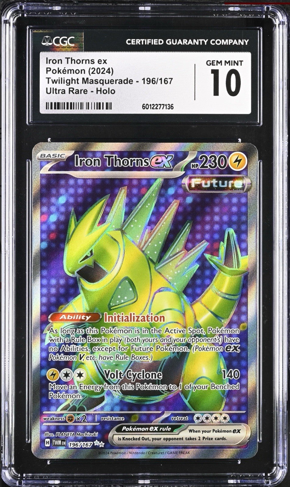 ‼️Pokemon Iron Thorns ex 196/167: Twilight Masquerade Holo GRADE 10~FAST SHIP!💨
