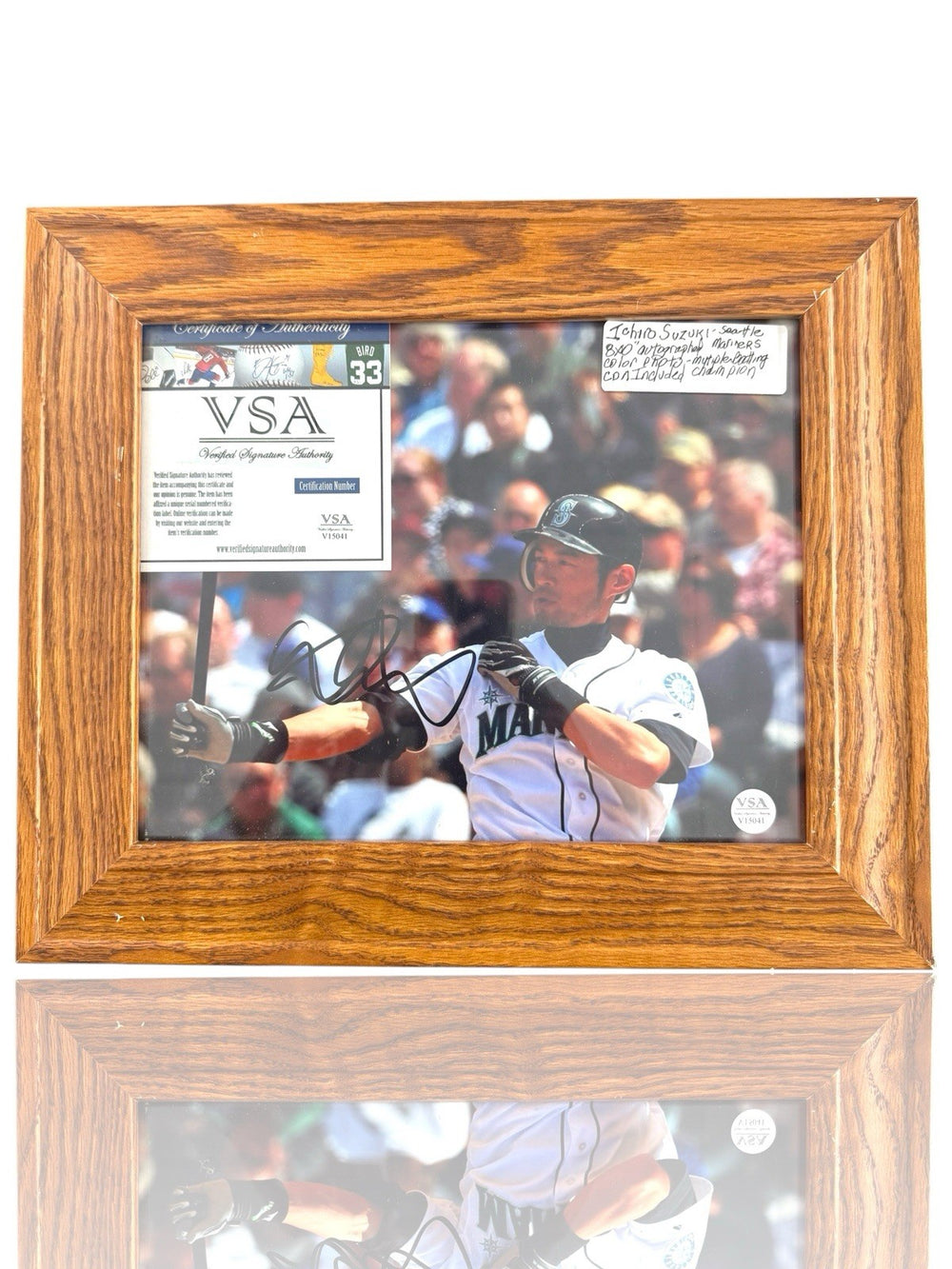 ⚠️ICHIRO SUZUKI SIGNED 8X10 PHOTO FRAMED VSA COA~HOF~FAST SHIP SHOOT OFFER💨
