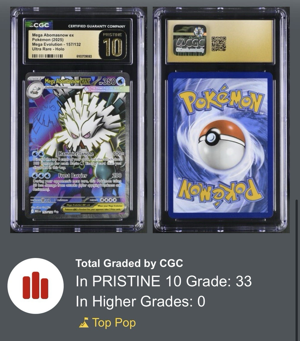 ‼️Mega Abomasnow ex 157 Mega Evolution Holo CGC 10 PRISTINE GOLD LABEL TOP POP💨
