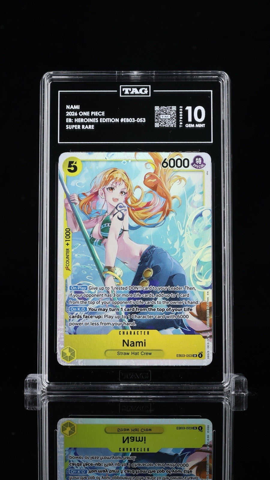 💎 Nami EB03-053 One Piece Heroines Edition Foil TAG GRADE 10! LOW POP!💨