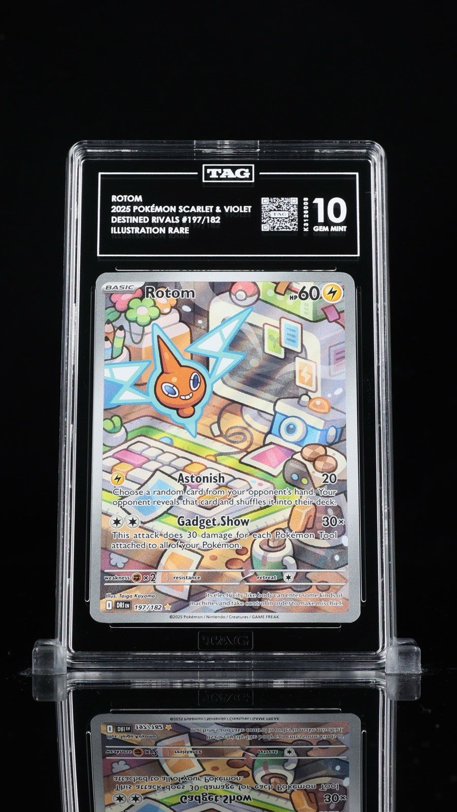 ⚡️Rotom 197/182: Destined Rivals Holo TAG GRADE 10! FAST SHIP! SHOOT OFFER!💨