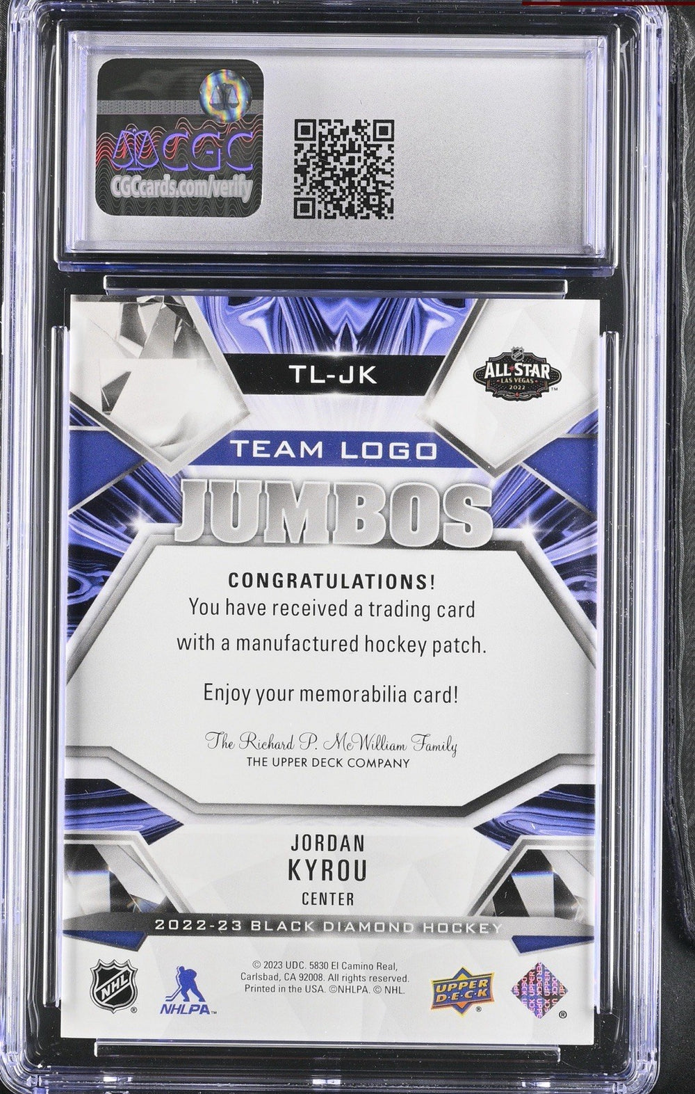 ‼️2022-23 UD Black Diamond - Team Logo Jumbo Patches JORDAN KYROU💨 POP 1!!