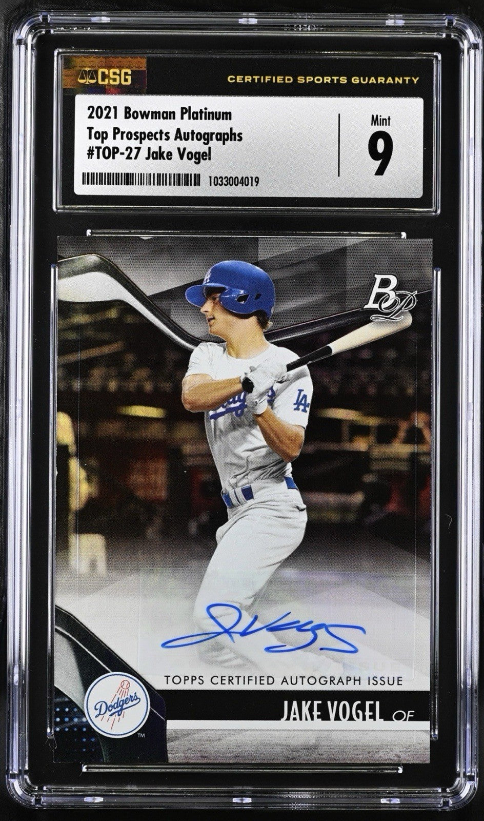 ‼️2021 Bowman Platinum Top Prospects Jake Vogel #TOP-27 AUTO RC POP 1!💨AUTO 10