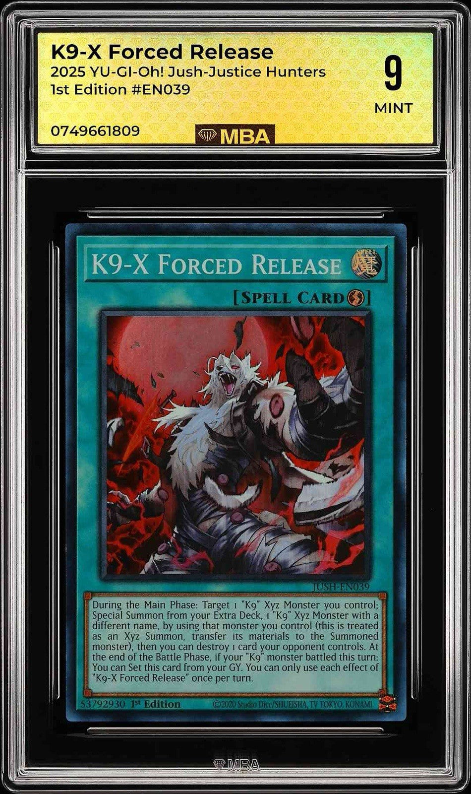 🚨 K9-X Forced Release JUSH-EN039 Rare Justice Hunters Yu-Gi-Oh~MBA 9~POP 1💨