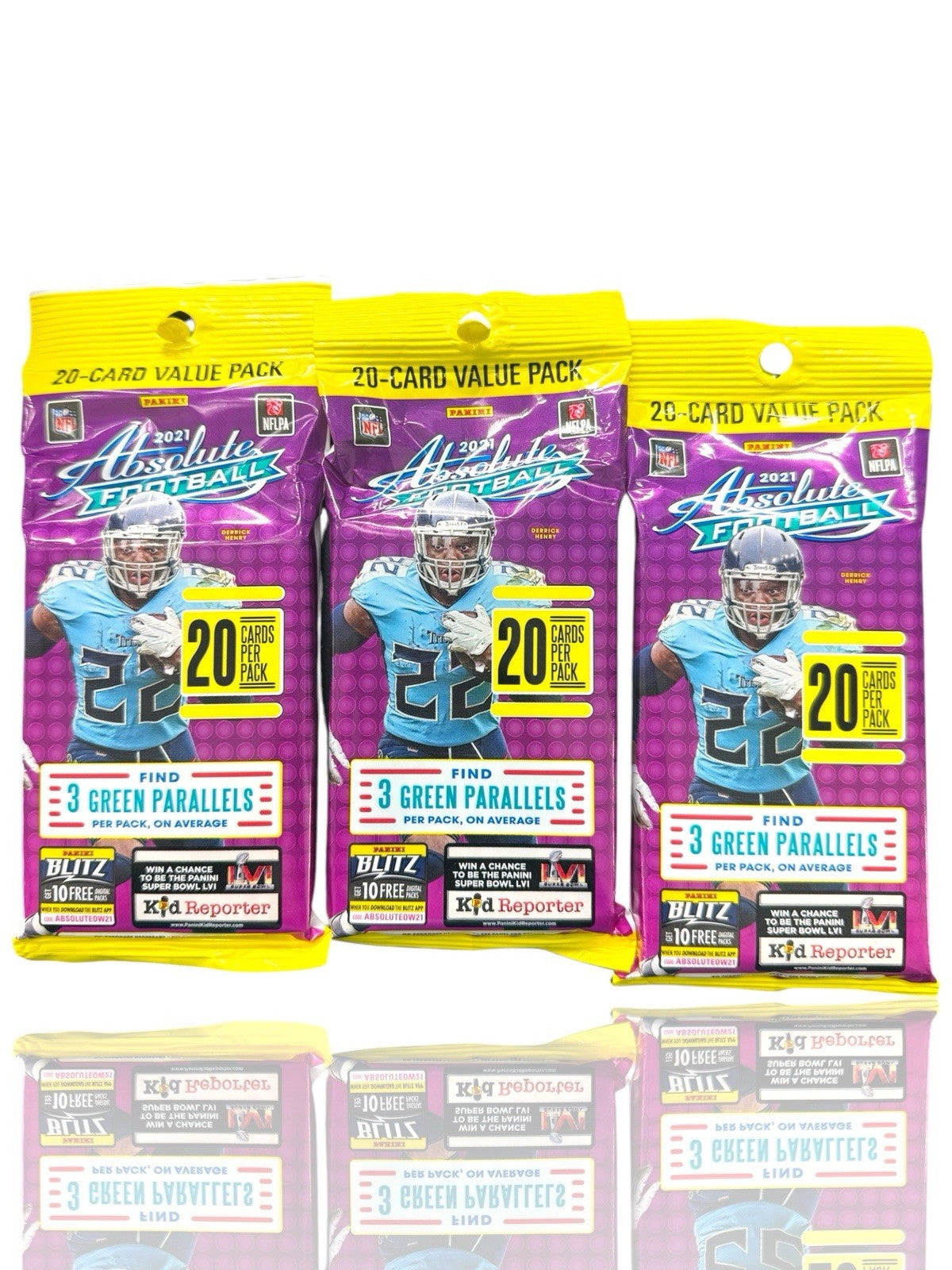 ⚠️LOT OF 3~Panini Absolute Football Sports Trading Card Pack 20 Card Fat Pack!💨