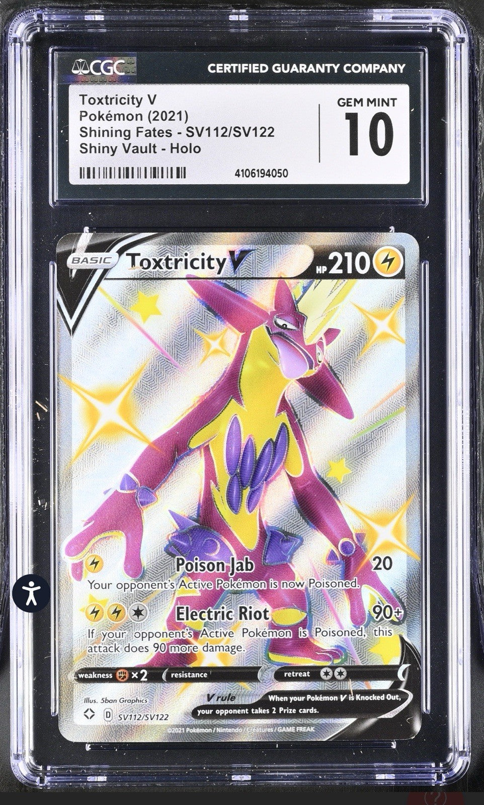 ‼️Toxtricity V Pokémon (2021) Shining Fates - SV112/SV122 GRADE 10~ SHIPS FAST💨