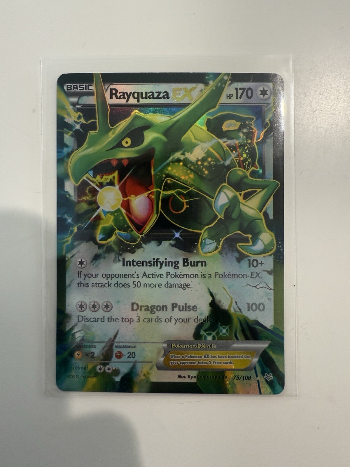 ‼️Rayquaza EX 75/108 Roaring Skies Holo~SAME DAY SHIP! SHOOT OFFER💨