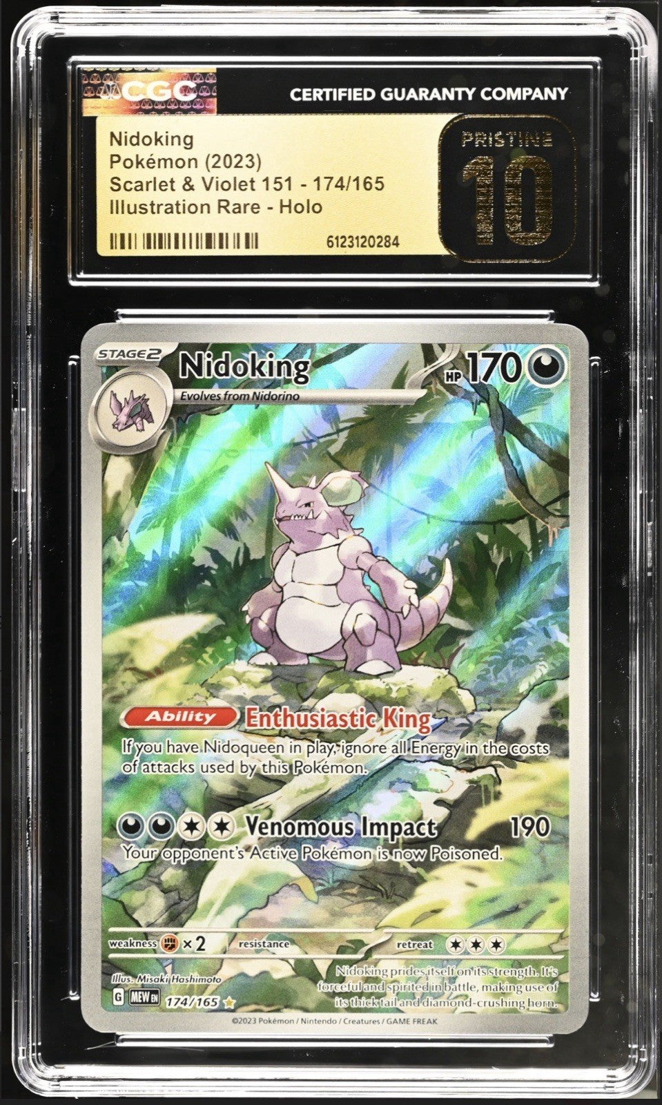 💎Nidoking #174 Scarlet & Violet 151 Holo GRADE 10 PRISTINE GOLD LABEL TOP POP💨