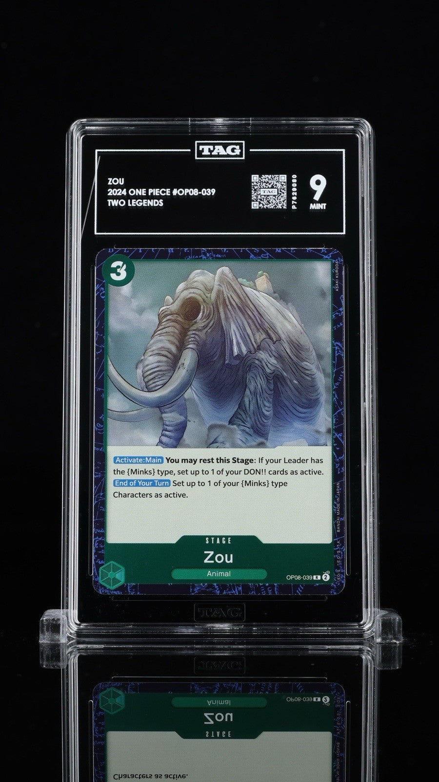 ⚠️ Zou OP08-039 One Piece Two Legends Foil~TAG GRADE 9~FAST SHIP SHOOT OFFER!💨