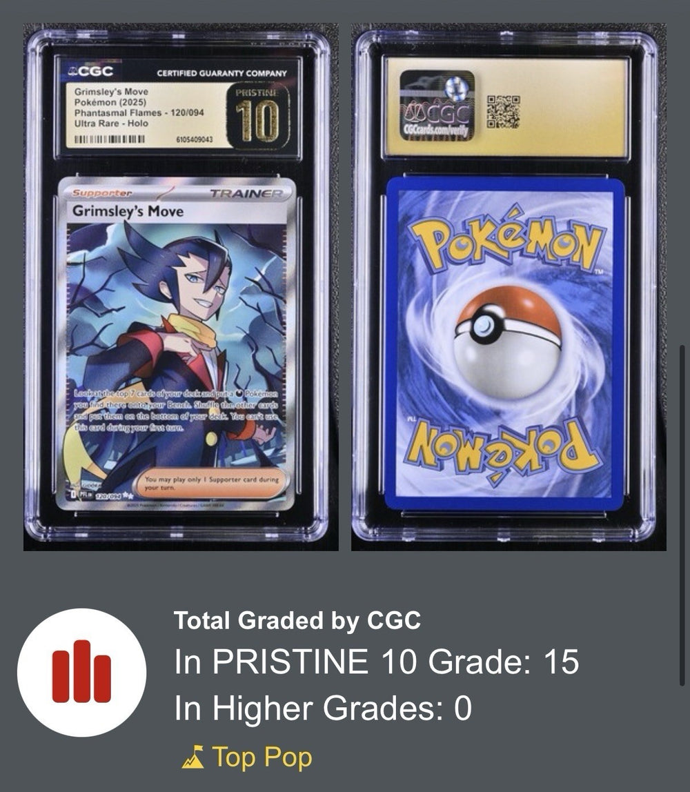 ‼️Grimsley's Move #120 Phantasmal Flames GRADE 10 PRISTINE GOLD LABEL TOP POP!💨