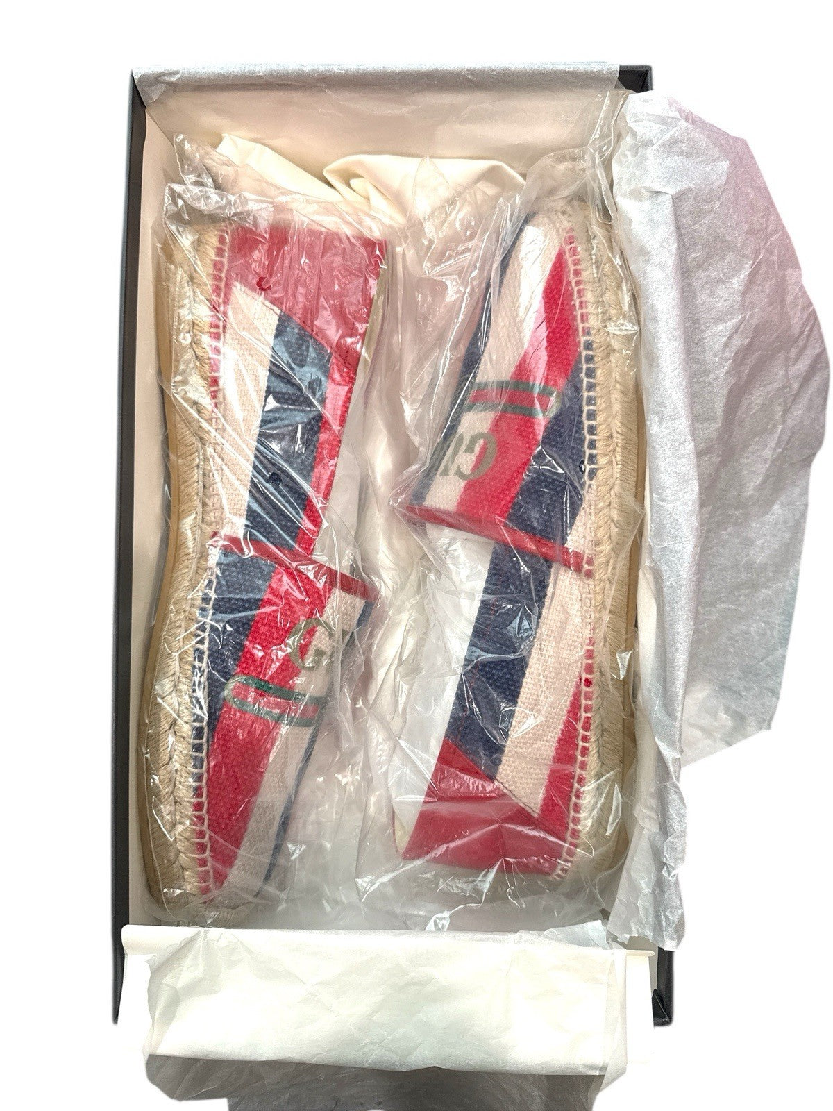 ‼️GUCCI New In Box Sylvie Logo Stripe Canvas Espadrille GUCCI SZ 12~SHOOT OFFER!