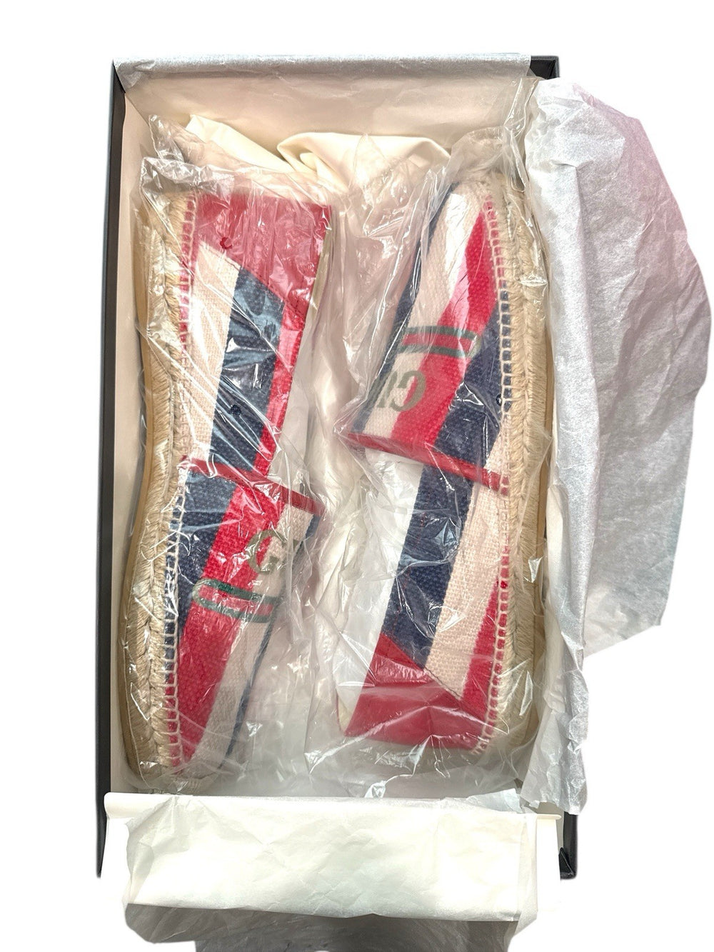 ‼️GUCCI New In Box Sylvie Logo Stripe Canvas Espadrille GUCCI SZ 12~SHOOT OFFER!