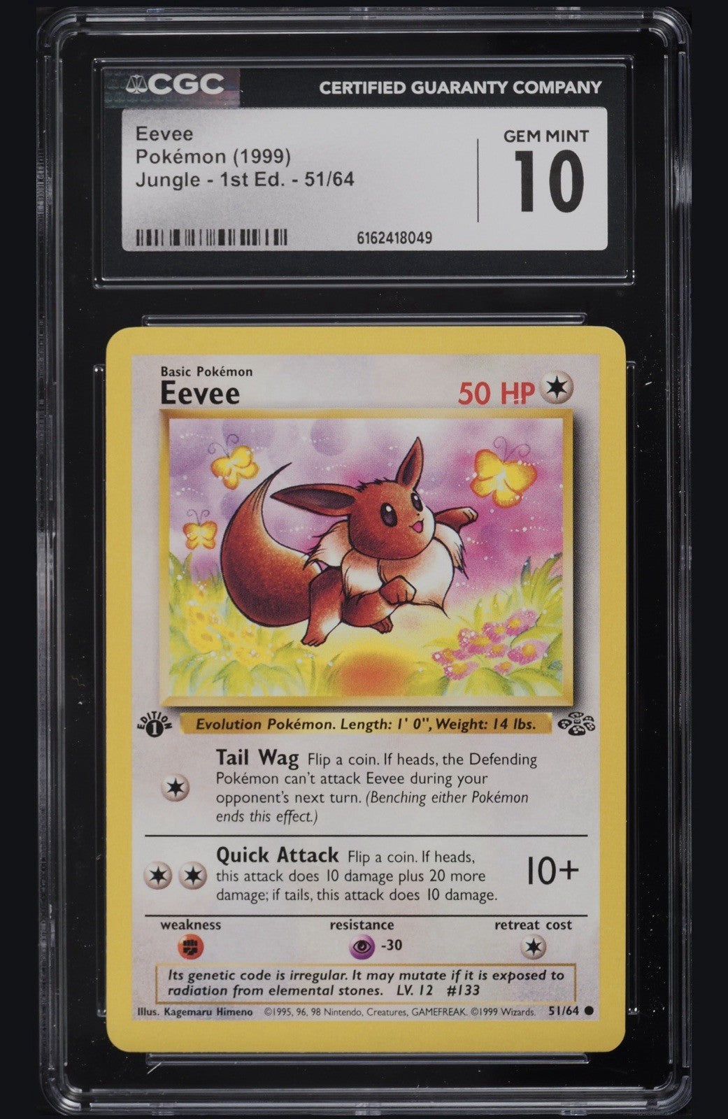 ⚠️ Eevee #51 Jungle Regular 1st Edition Pokémon~GRADE 10~FAST SHIP SHOOT OFFER💨
