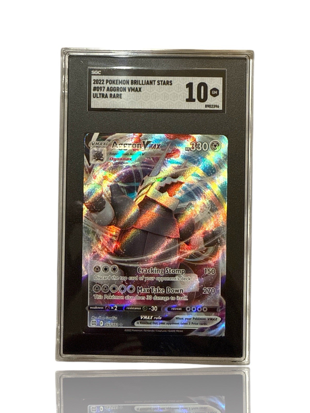 ‼️Pokemon Aggron VMAX 097/172: Brilliant Stars Holo GRADE 10~SHOOT OFFER!💨