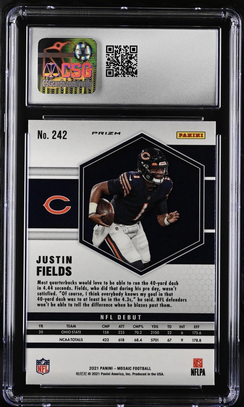 ‼️2021 Panini Mosaic - NFL Debut Justin Fields #242 Reactive Blue Mosaic Prizm💨