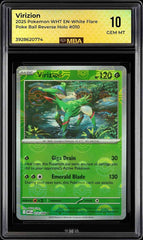 ⚠️ Virizion #010-PokeBall Holo White Flare Pokemon TCG~MBA GRADE 10 POP 1!🦠