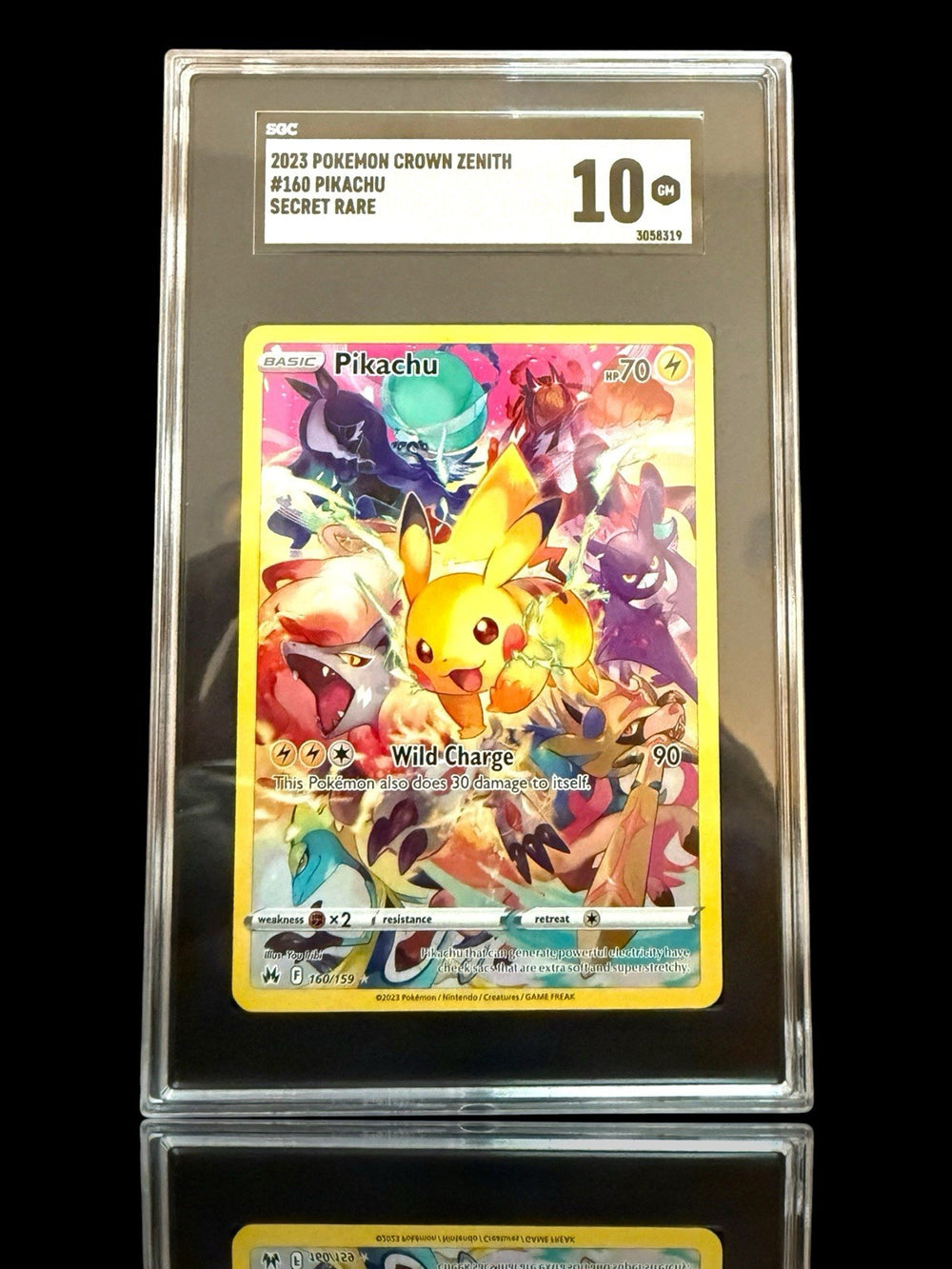 💛 Pikachu Secret 160 Crown Zenith GRADE 10! SAME DAY SHIP SHOOT OFFER!💨