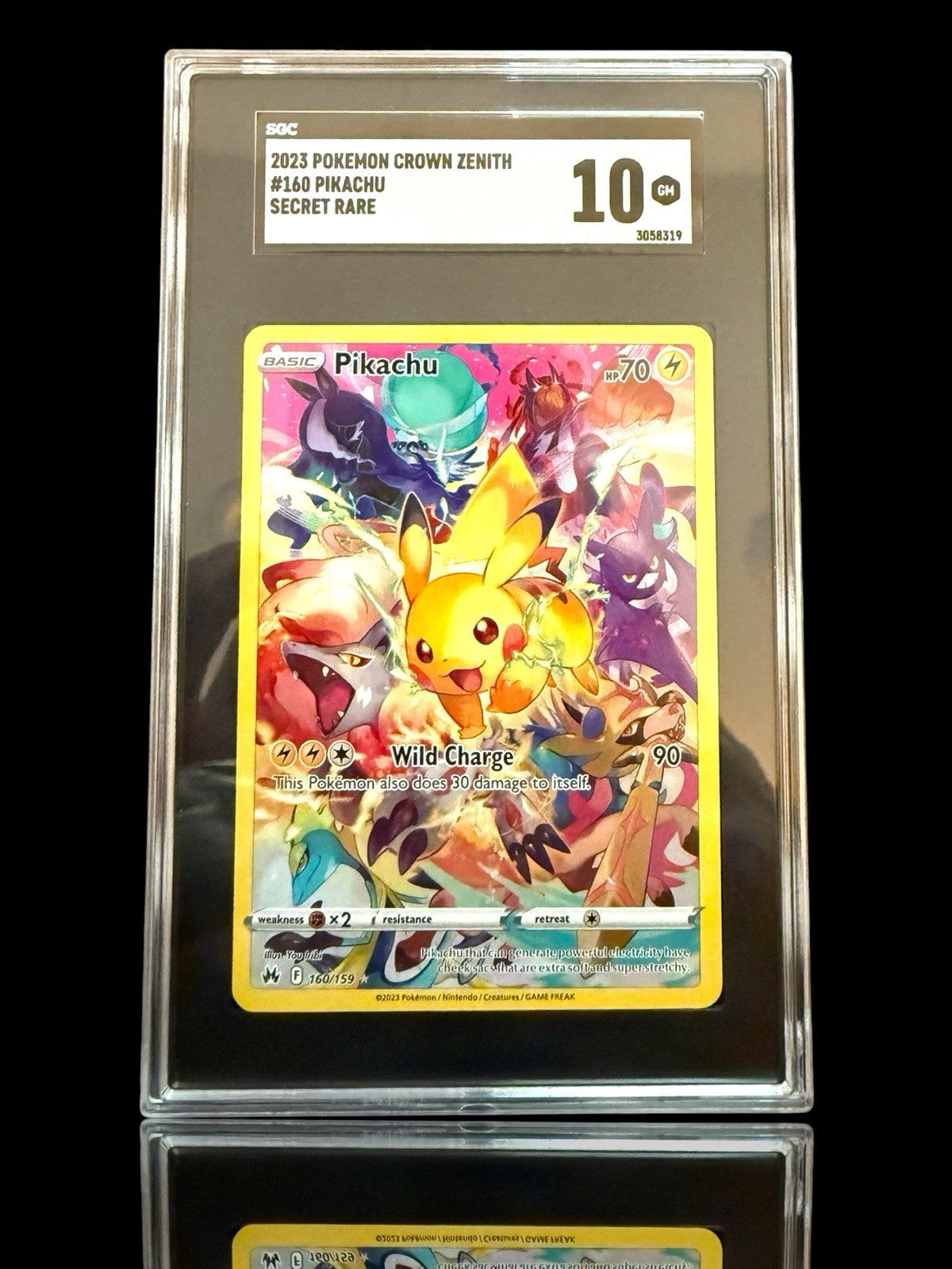 💛 Pikachu Secret 160 Crown Zenith GRADE 10! SAME DAY SHIP SHOOT OFFER!💨