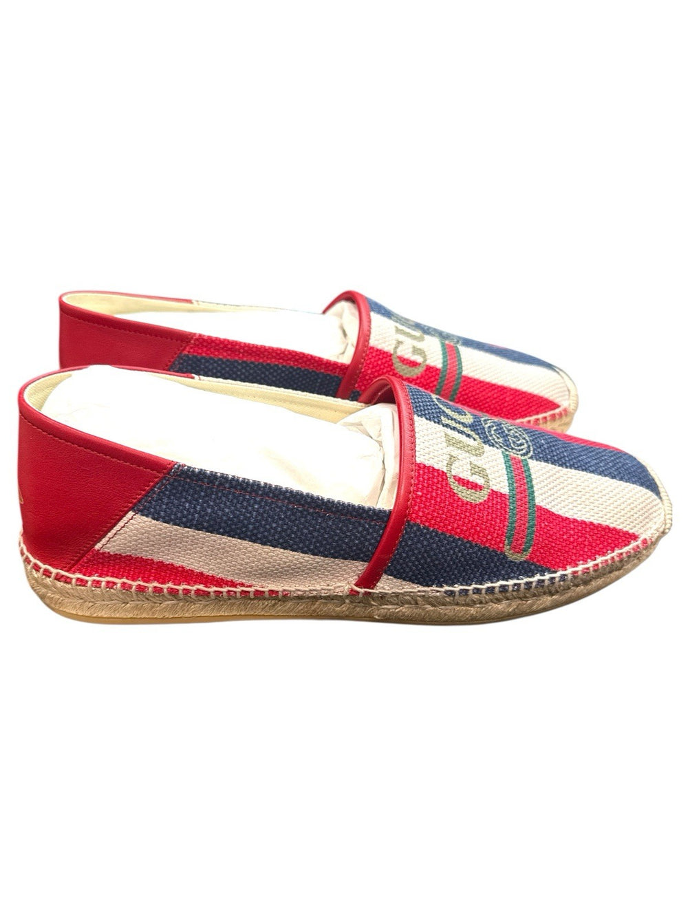 ‼️GUCCI New In Box Sylvie Logo Stripe Canvas Espadrille GUCCI SZ 12~SHOOT OFFER!
