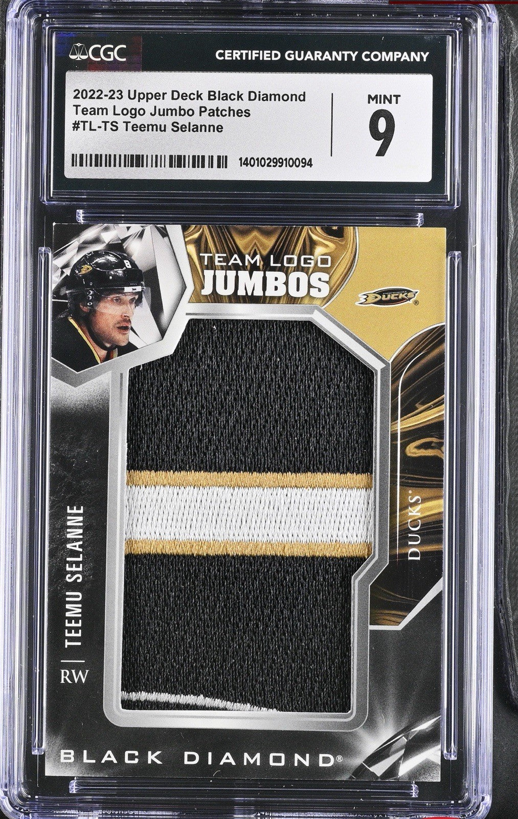 ‼️2022-23 Black Diamond - Team Logo Jumbo Manufactured Patches Teemu GRADE 9!💨