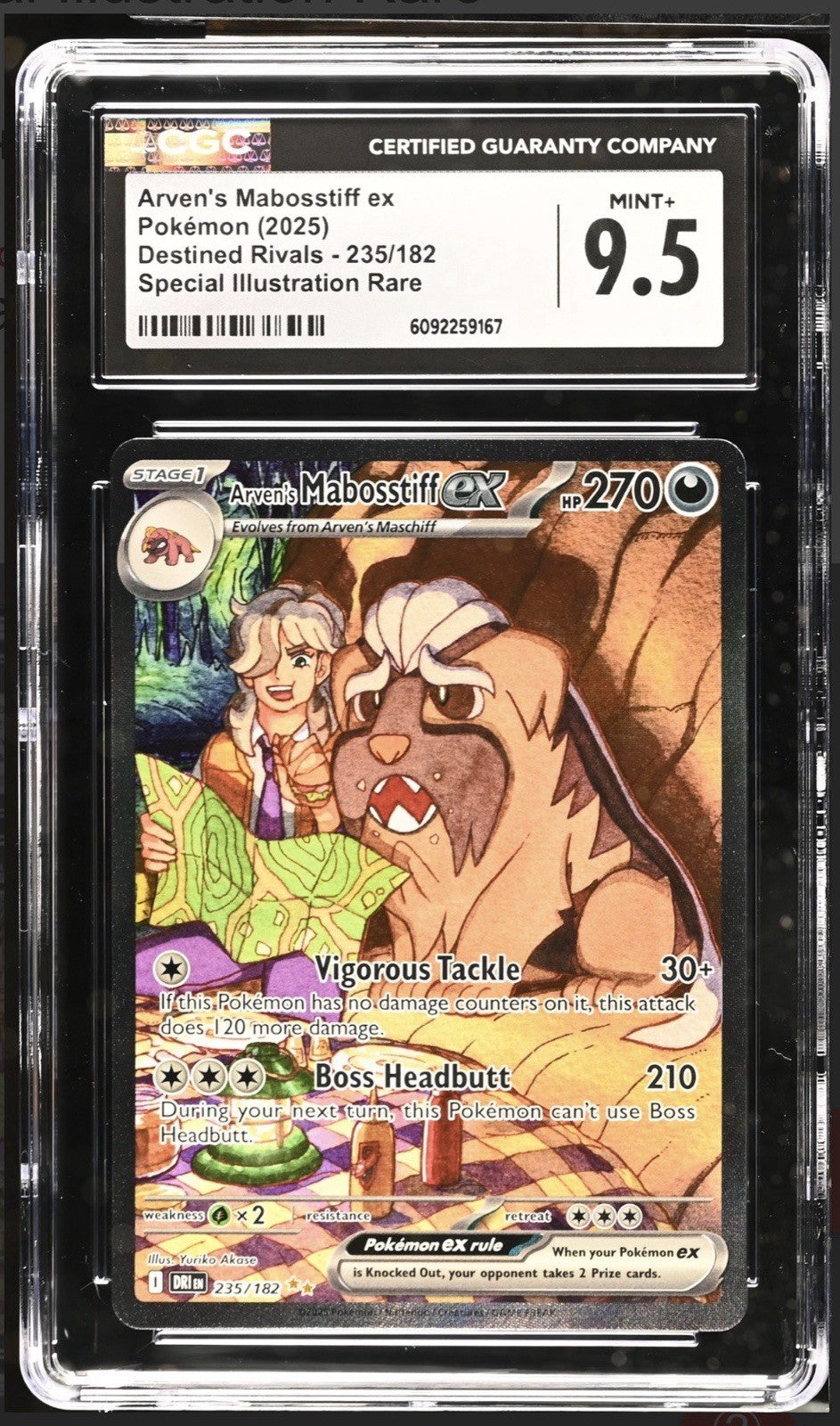 ‼️Arven's Mabosstiff ex 235/182: Destined Rivals Holo GRADE 9.5! SHOOT OFFER!💨