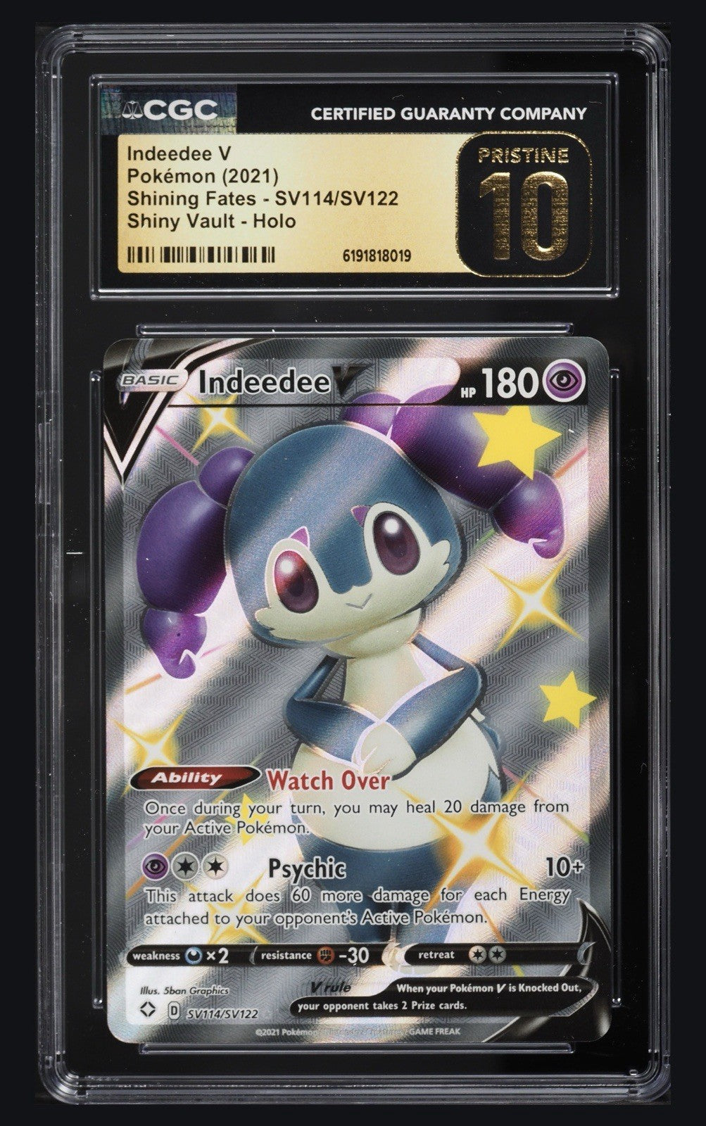⚠️ Indeedee V SV114 Shining Fates Shiny Vault~PRISTINE 10 GOLD LABEL TOP POP!💨