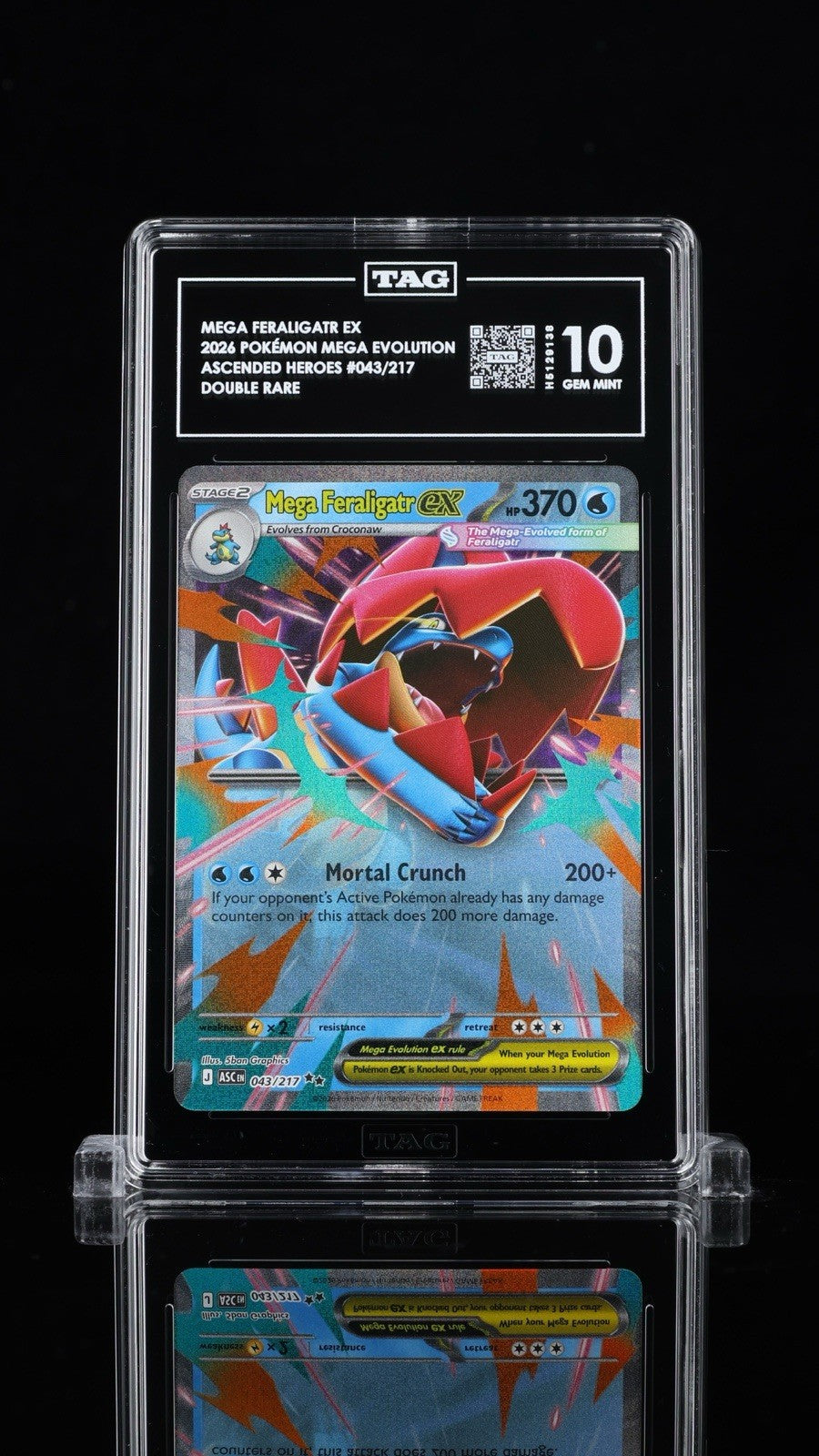 💎 Mega Feraligatr ex #043 Ascended Heroes Holo TAG GRADE 10! HIGH RANKING💨
